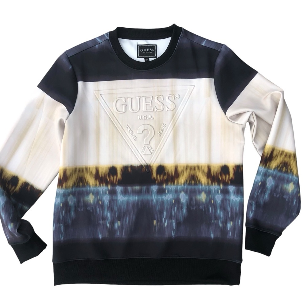 GUESS Logo Spellout Tye-Dye Print Shirt L